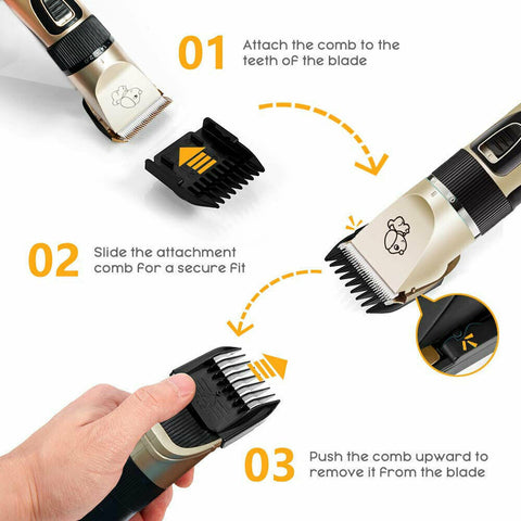 Dog Clipper Comb Set Hair Trimmer Blade Cat Pet Grooming Horse Cordless Electric