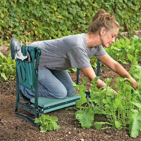 2 in1 Garden Seat Kneeler Foldable with 2 Tool Pouch Home Outdoor Bench Knee Pad