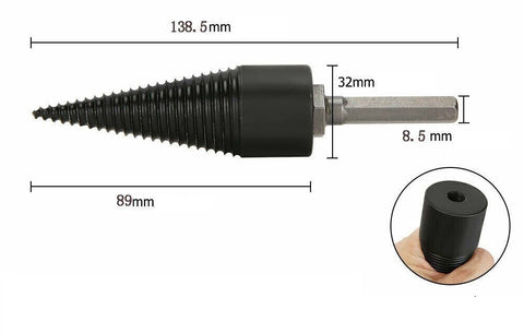 32 mm High Speed Twist Firewood Drill Bit Wood Splitter Splitting Cone