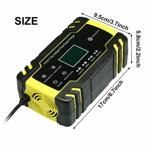 Car Battery Charger 12V/24V LCD Smart Battery Repair Boat Caravan Truck