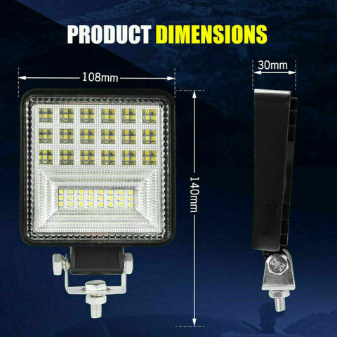 Pair 4 inch CREE LED Work Lights Spot Flood Square Fog Lamp Reverse 12V 24V 4WD