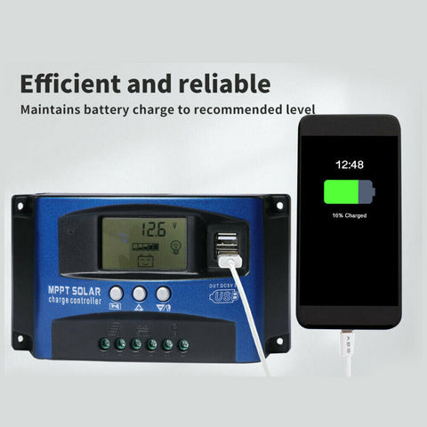 Solar Panel Charge Battery Controller Regulator 12V/24V Dual USB 30/40A