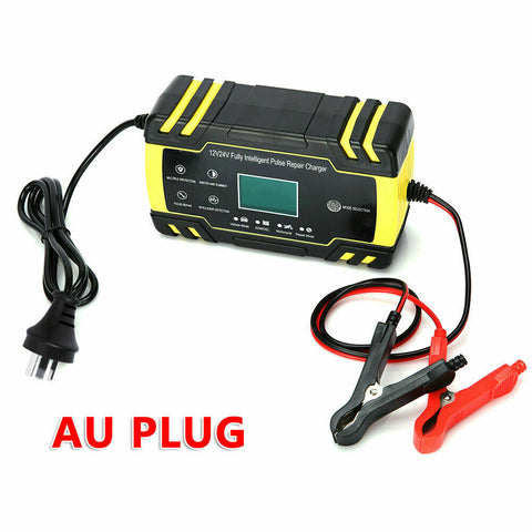 Car Battery Charger 12V/24V LCD Smart Battery Repair Boat Caravan Truck