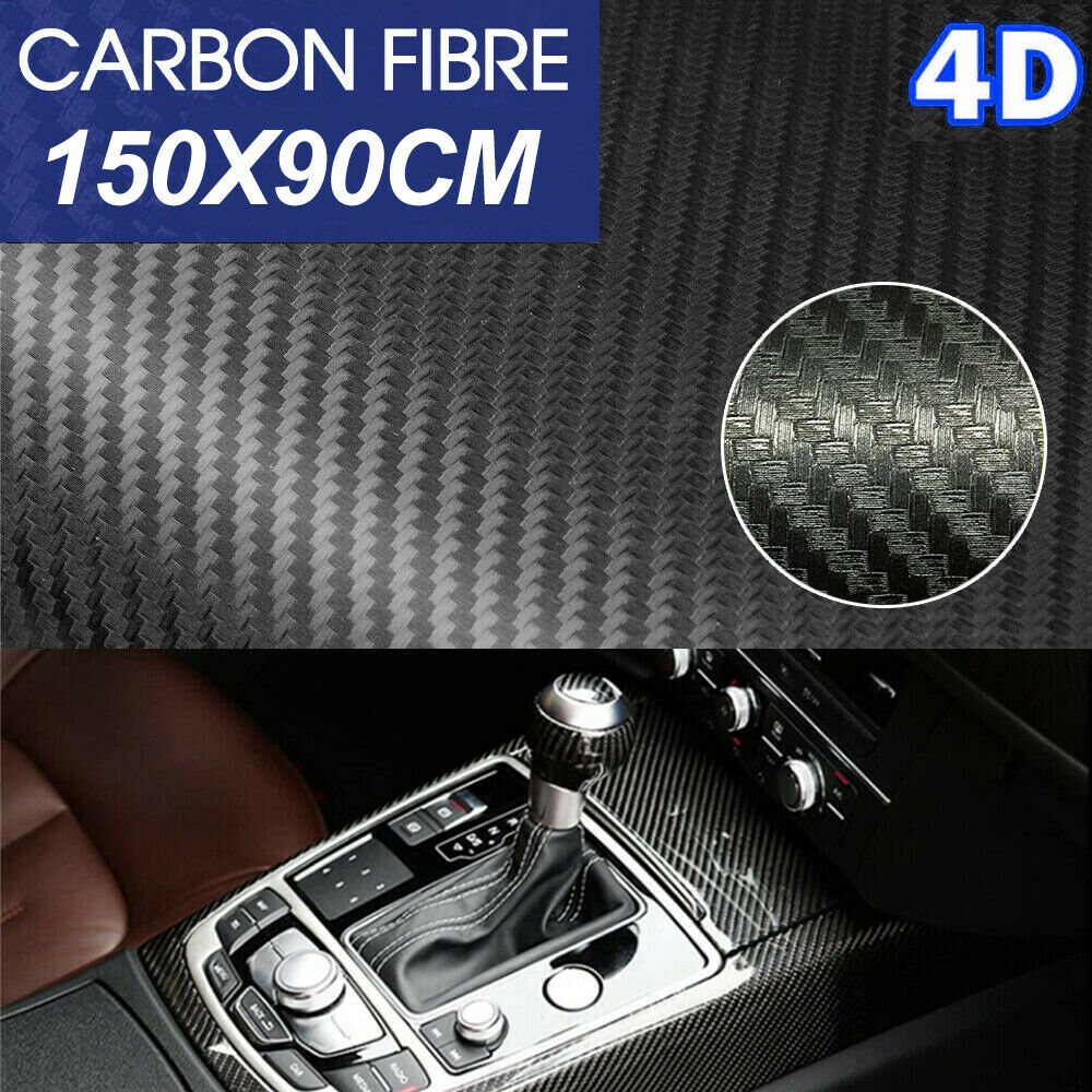 Gloss Black 4D 6D Carbon Fiber Vinyl Car Phone Laptop Wrap Sticker Film