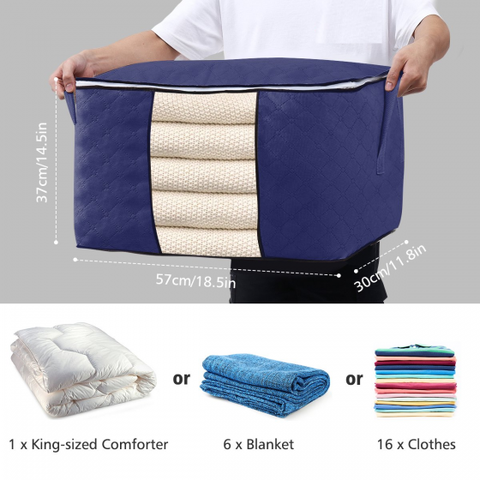 3Pcs 90L Large Capacity Clothes Storage Bags, Foldable Storage Bag Space Saver with Clear Window & Carry Handles