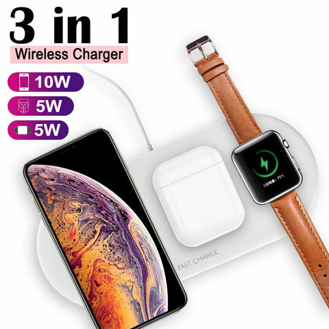 3 in1 QI Wireless Charger Charging Dock Station for Apple Watch / iPhone/ Pods