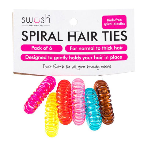 Hair Ties Spiral Anti-Kink Multi Colour 6pk