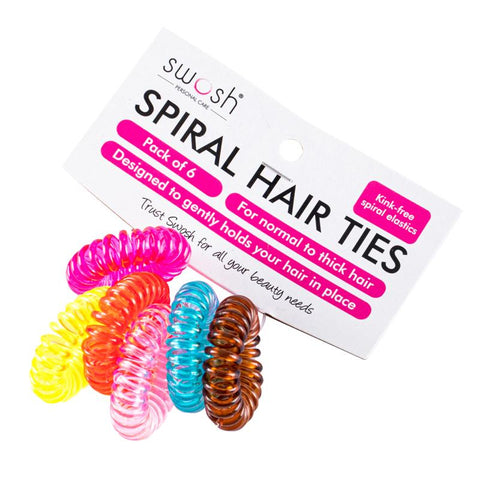 Hair Ties Spiral Anti-Kink Multi Colour 6pk