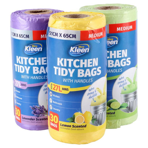 Bin Liner Kitchen Tidy Garbage Bag with Handle 27L 51cm x 65cm - 30pk