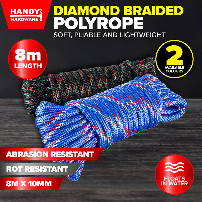 Diamond Braided Polyrope 2 Assorted Colours (Blue & Black) 10mm x 8m