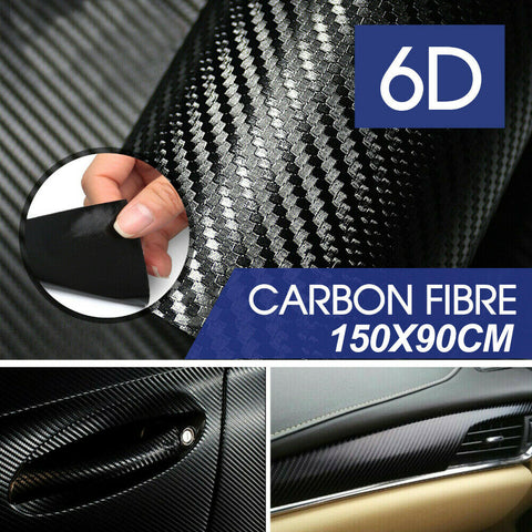 Gloss Black 4D 6D Carbon Fiber Vinyl Car Phone Laptop Wrap Sticker Film