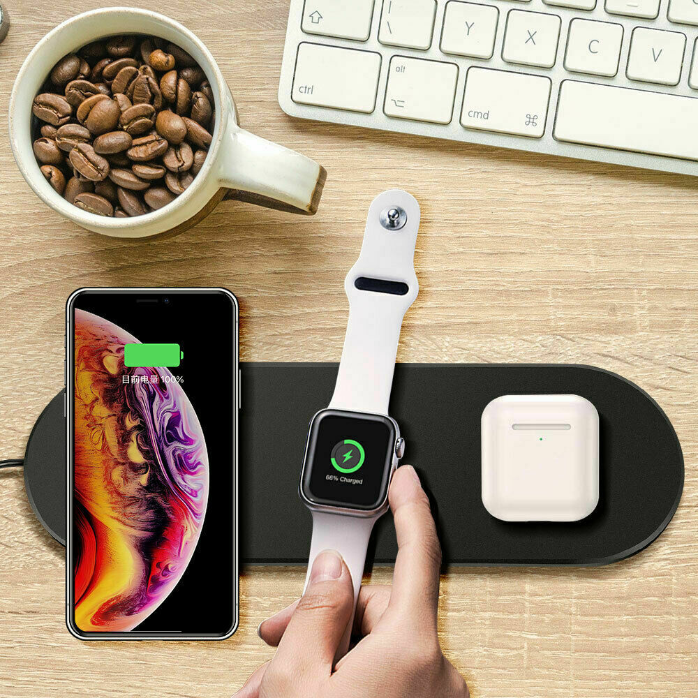 3 in1 QI Wireless Charger Charging Dock Station for Apple Watch / iPhone/ Pods