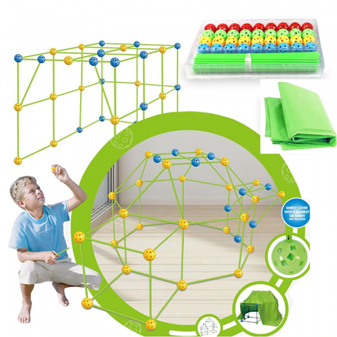 Kids Construction Fort Building Castles Tunnels Tents Kit DIY 3D Play House Building Toys for Kids Birthday Gift Building Block