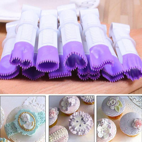 10pcs set Flower Type Lace Clip Mould Cake Cupcake Fondant Decorating  Cookie Stamp Tool