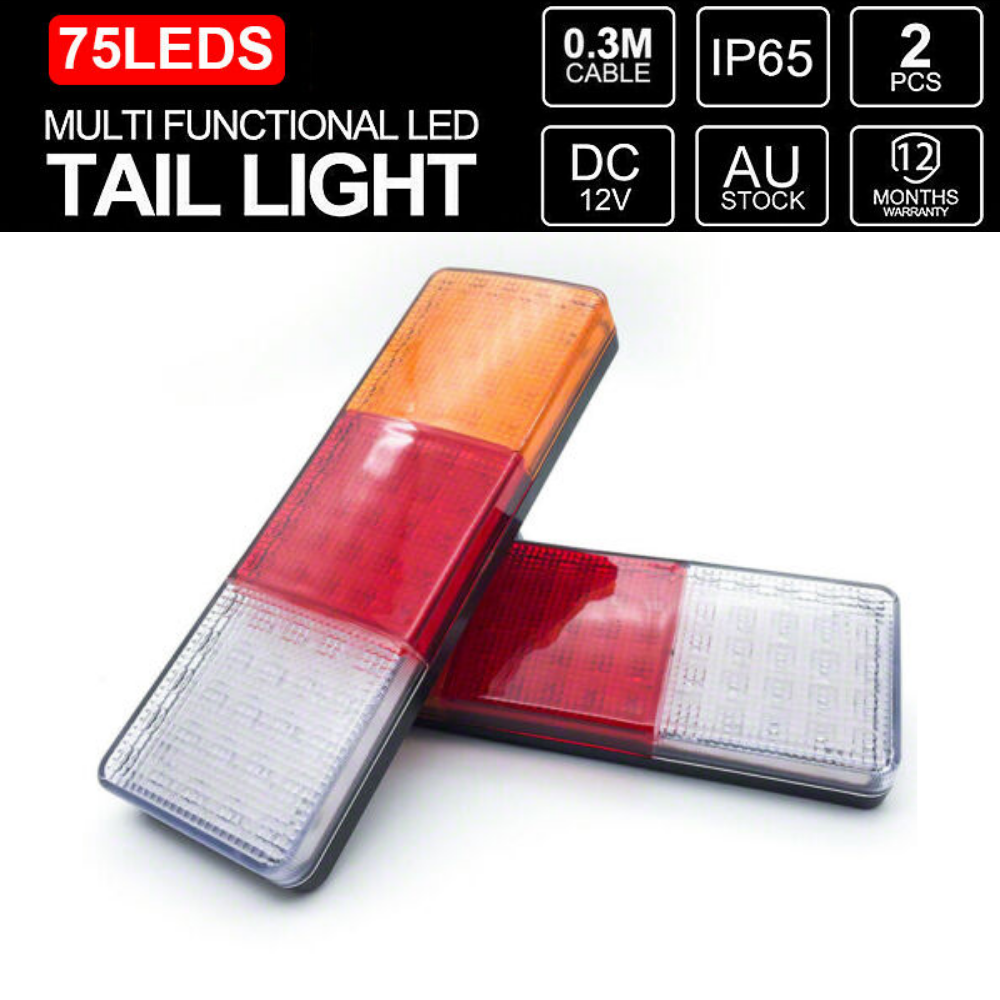 2X 12-24V 75 LED Lights Ute Trailer Caravan Truck Boat Stop Reverse Indicator