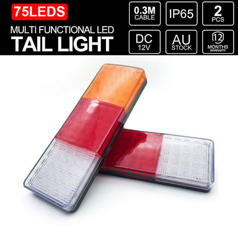 2X 12-24V 75 LED Lights Ute Trailer Caravan Truck Boat Stop Reverse Indicator