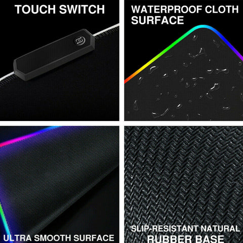 RGB LED Gaming Mouse Pad Desk Mat Extend Anti-slip Rubber Speed Mousepad