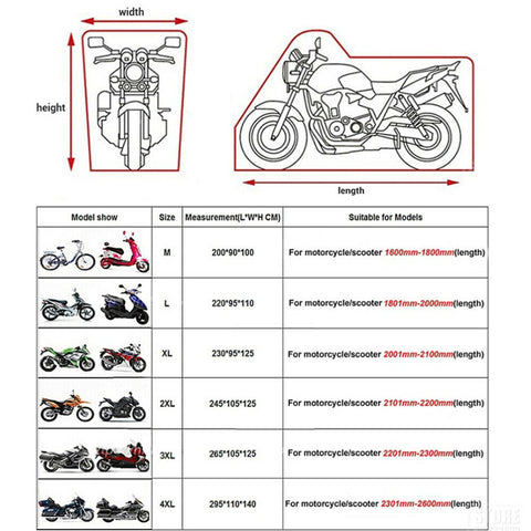 L-XXXL Waterproof Outdoor Motorcycle Motorbike Cruiser Scooter Motor Bike Cover