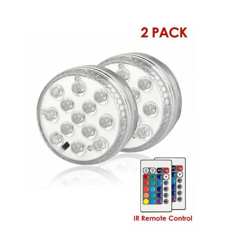 2x Submersible Underwater Lights Waterproof LED RGB