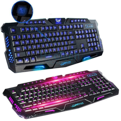 3 Colors Switchable LED Backlit Illuminated Wired Gaming Keyboard