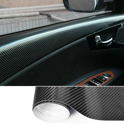 6D Gloss Black Carbon Fibre Fiber Vinyl Car Wrap Air Release Film 1.52M x30cm