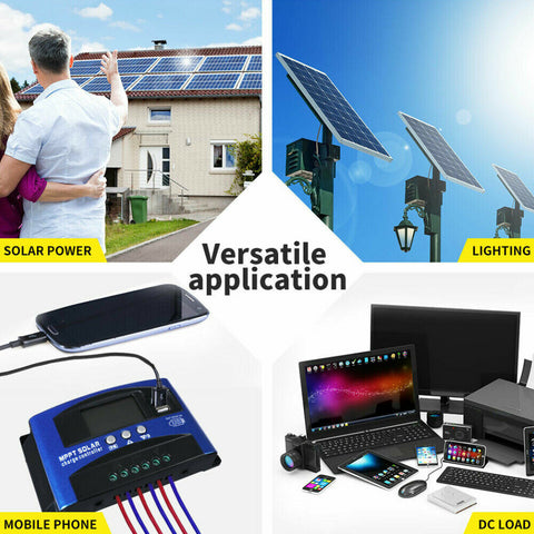 Solar Panel Charge Battery Controller Regulator 12V/24V Dual USB 30/40A