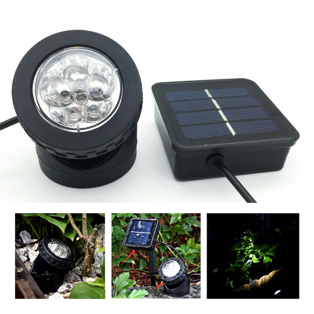 Outdoor Spotlight Solar Powered 6LED Garden Pool Waterproof Spot Light Lamp