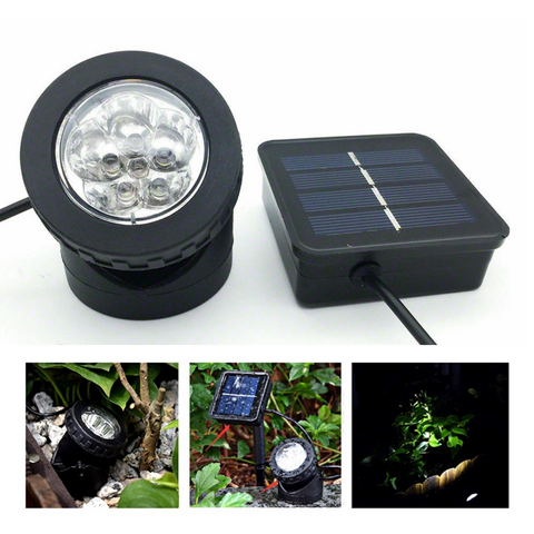 Outdoor Spotlight Solar Powered 6LED Garden Pool Waterproof Spot Light Lamp