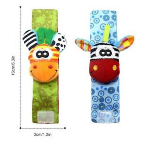 2pc/pack- Baby Infant Developmental Wrist Strap - Deer + Zebra