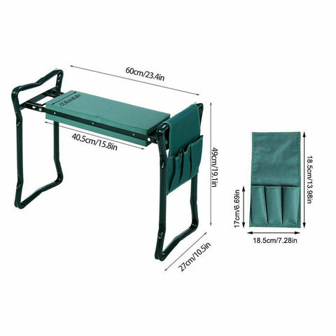 2 in1 Garden Seat Kneeler Foldable with 2 Tool Pouch Home Outdoor Bench Knee Pad