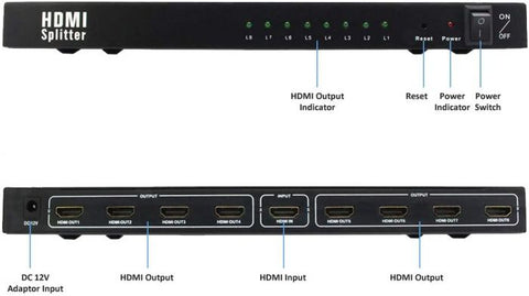 1 x 8 HDMI Splitter Video Split