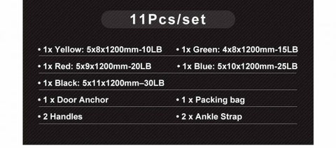 11Pcs Latex Resistance Bands