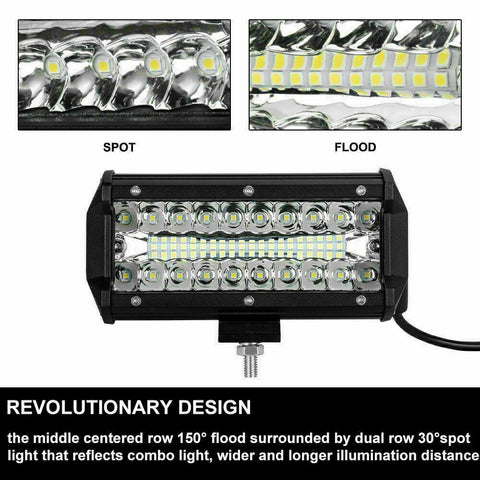 1 Pair 7inch CREE LED Work Light Bar Spot Flood Lights Off Road 4WD