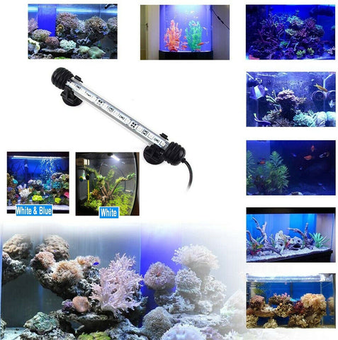 Aquarium Fish Tank SMD LED Light Bar Pool Submersible Lamp Waterproof White+Blue