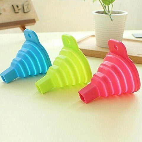 2Pcs Silicone Funnel Collapsible Foldable heat resistant oil water liquid hopper