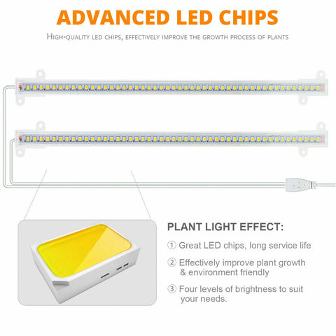 10W 48LED Grow Light Tube Strip Full Spectrum Lamp for Indoor Plants Flower Veg