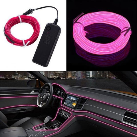 5M Neon Lights Battery Operated Luminescent Neon LED Lights 4 Light Modes Glow EL Wire DIY Car Decoration Party Strip Rope