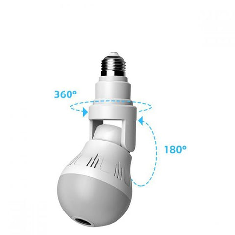 360Â° Fisheye Hidden V380 WiFi IP Camera 24 Hours Monitoring 1080P HD Night Vision Alarm Home Security Surveillance Camera LED Bulb, Support 128G SD Card