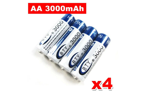 4pc - Rechargeable Battery NI-MH 1.2V 3000mAh AA/ Recharge Batteries