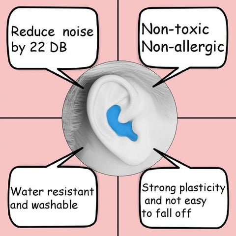 3 Pairs Soft Reusable Moldable Silicone Earplugs Noise Cancelling Earplugs Sound Blocking Ear Plugs for Swimming Sleeping Snoring Studying Snoring