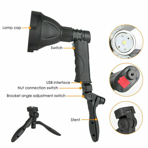 LED Handheld Spotlight Rechargeable Hunting Camping Flashlight Spot Light Torch