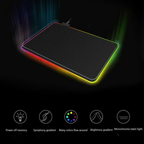 RGB LED Gaming Mouse Pad Desk Mat Extend Anti-slip Rubber Speed Mousepad