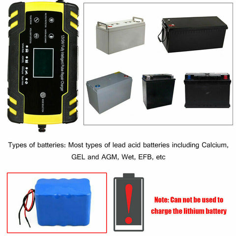 Car Battery Charger 12V/24V LCD Smart Battery Repair Boat Caravan Truck