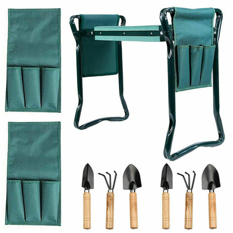 2 in1 Garden Seat Kneeler Foldable with 2 Tool Pouch Home Outdoor Bench Knee Pad