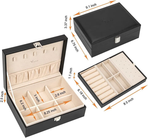 2 Layer Leather Jewelry Organizer Box