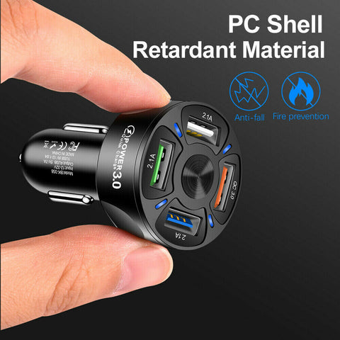 12V Car Cigarette Lighter Socket Dual QC3.0 USB Ports Fast Charger Power Adapter