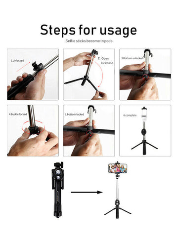 Unipod Selfie Stick Handheld Tripod Bluetooth Shutter For iPhone 12 Pro Samsung