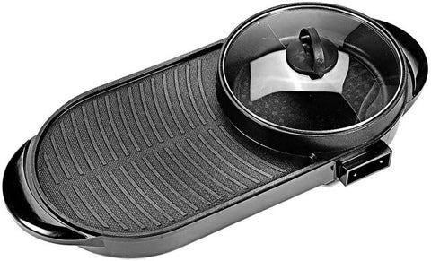 2-in-1 Electric BBQ Grill Non-Stick Teppanyaki Hot Plate Pan Steamboat Hotpot