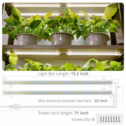 10W 48LED Grow Light Tube Strip Full Spectrum Lamp for Indoor Plants Flower Veg