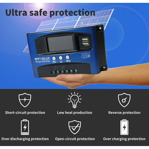 Solar Panel Charge Battery Controller Regulator 12V/24V Dual USB 30/40A